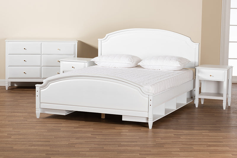 Seda Classic and Transitional White Finished Wood Full Size 4-Piece Bedroom Set