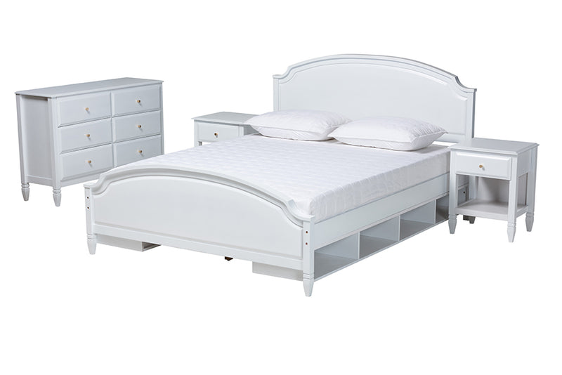 Seda Classic and Transitional White Finished Wood Full Size 4-Piece Bedroom Set