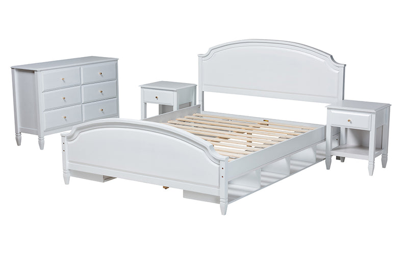 Seda Classic and Transitional White Finished Wood Full Size 4-Piece Bedroom Set