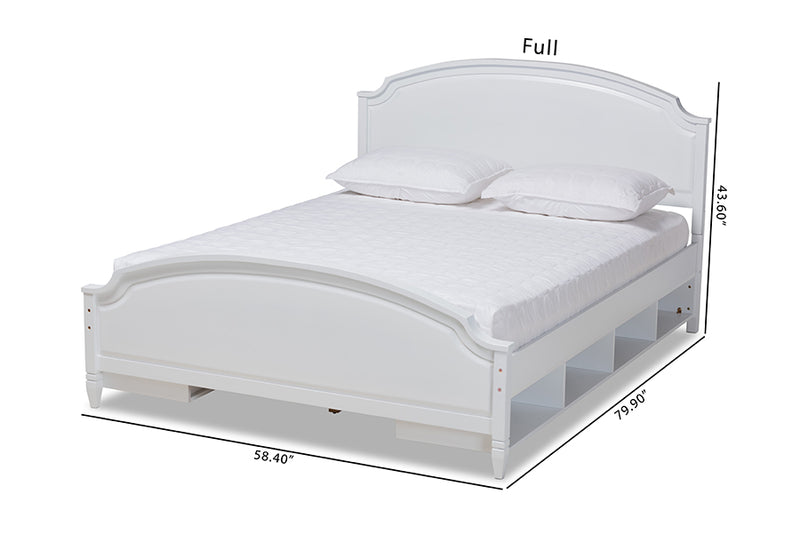 Seda Classic and Traditional Transitional White Finished Wood Full Size Storage Platform Bed