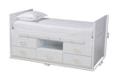Dorian White 5-Drawer Twin Size Storage Bed w/Pull-Out Desk Baxton