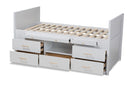 Dorian White 5-Drawer Twin Size Storage Bed w/Pull-Out Desk Baxton