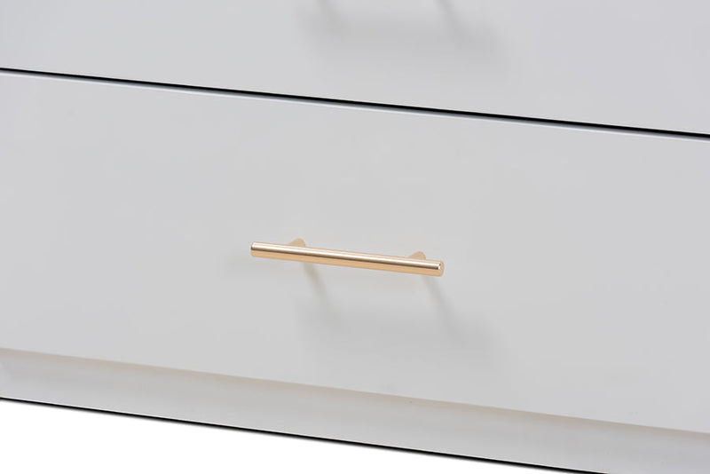 Dorian White 5-Drawer Twin Size Storage Bed w/Pull-Out Desk Baxton