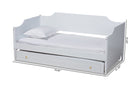 Ansa White Twin Size Daybed w/Roll-Out Trundle Bed Baxton