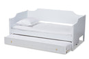Ansa White Twin Size Daybed w/Roll-Out Trundle Bed Baxton