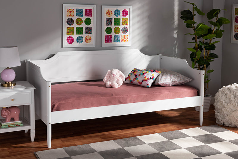 Ansa Classic Traditional Farmhouse White Finished Wood Twin Size Daybed 