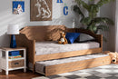 Ansa Walnut Brown Twin Size Daybed w/Roll-Out Trundle Bed Baxton