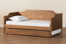 Ansa Walnut Brown Twin Size Daybed w/Roll-Out Trundle Bed Baxton