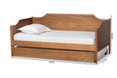 Ansa Walnut Brown Twin Size Daybed w/Roll-Out Trundle Bed Baxton