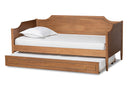 Ansa Walnut Brown Twin Size Daybed w/Roll-Out Trundle Bed Baxton
