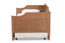 Ansa Walnut Brown Twin Size Daybed w/Roll-Out Trundle Bed Baxton