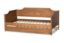 Ansa Walnut Brown Twin Size Daybed w/Roll-Out Trundle Bed Baxton