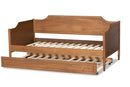 Ansa Walnut Brown Twin Size Daybed w/Roll-Out Trundle Bed Baxton
