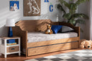Ansa Walnut Brown Twin Size Daybed w/Roll-Out Trundle Bed Baxton