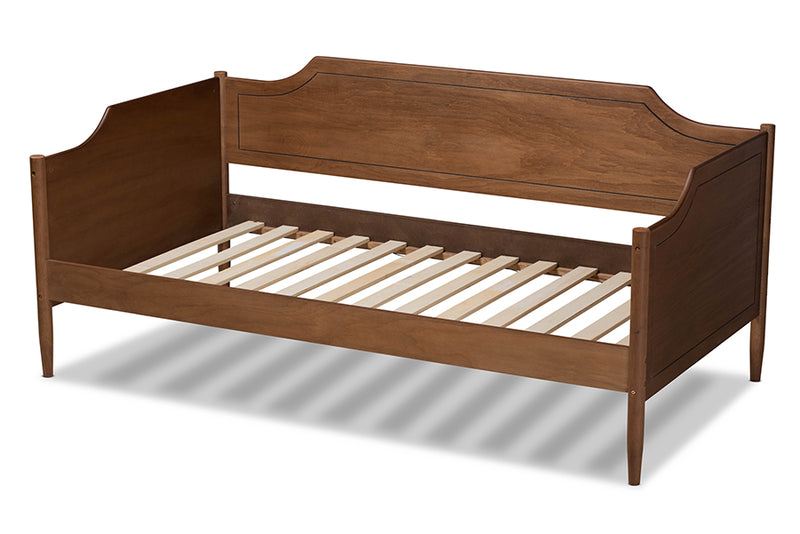 Ansa Classic Traditional Farmhouse Walnut Brown Finished Wood Twin Size Daybed