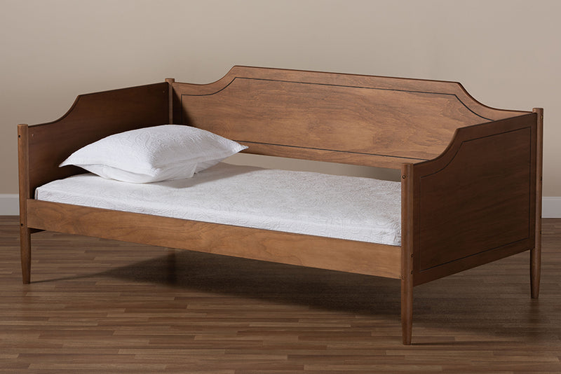 Ansa Classic Traditional Farmhouse Walnut Brown Finished Wood Twin Size Daybed