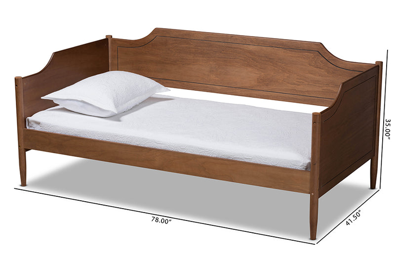 Ansa Classic Traditional Farmhouse Walnut Brown Finished Wood Twin Size Daybed