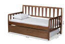 Telma Walnut Brown Twin Size Daybed w/Roll-Out Trundle Bed Baxton