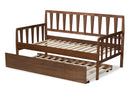 Telma Walnut Brown Twin Size Daybed w/Roll-Out Trundle Bed Baxton