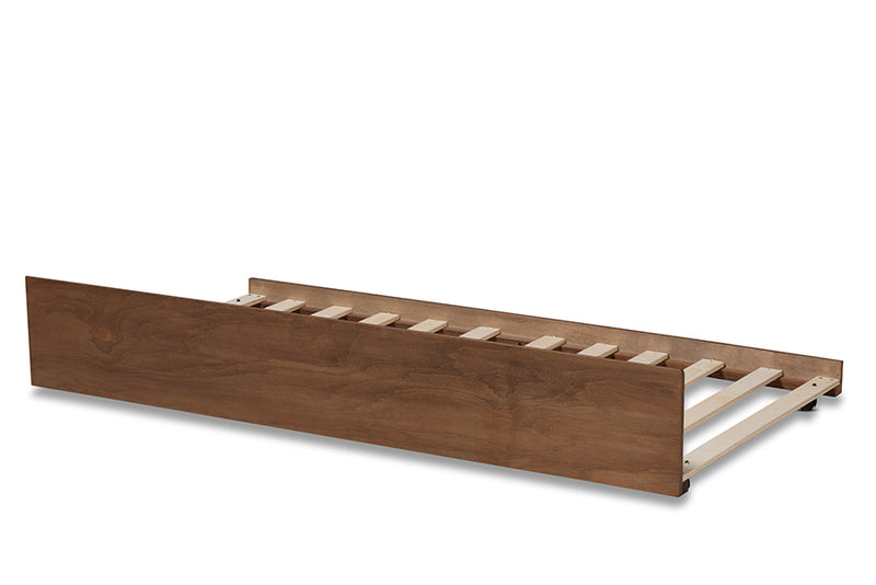 Telma Modern and Contemporary Walnut Brown Finished Wood Twin Size Trundle Bed