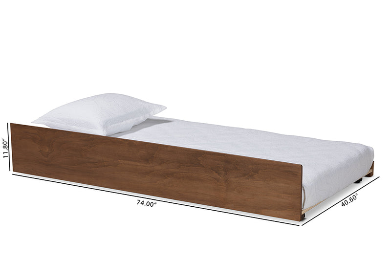 Telma Modern and Contemporary Walnut Brown Finished Wood Twin Size Trundle Bed