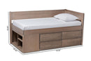 Heino Antique Oak 4-Drawer Twin Size Storage Bed Baxton