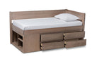 Heino Antique Oak 4-Drawer Twin Size Storage Bed Baxton