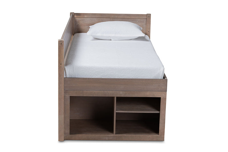 Heino Antique Oak 4-Drawer Twin Size Storage Bed Baxton
