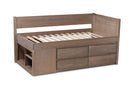 Heino Antique Oak 4-Drawer Twin Size Storage Bed Baxton