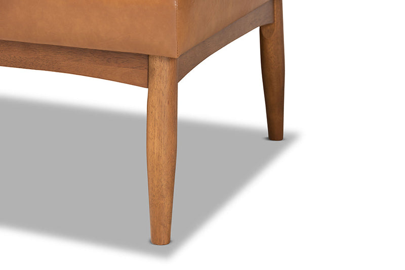 Mabel Tan Faux Leather Upholstered and Walnut Brown 5-Piece Dining Nook Set Baxton