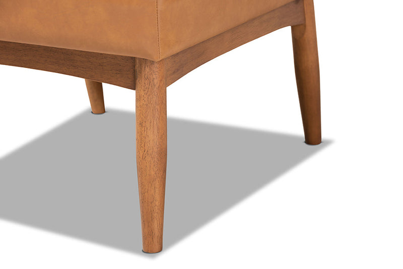 Mabel Tan Faux Leather Upholstered and Walnut Brown Dining Chair Baxton