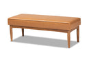 Mabel Tan Faux Leather Walnut Brown Dining Bench Baxton