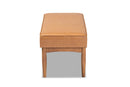 Mabel Tan Faux Leather Walnut Brown Dining Bench Baxton