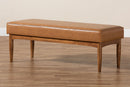 Mabel Tan Faux Leather Walnut Brown Dining Bench Baxton