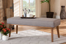 Adelie Gray Fabric Upholstered and Walnut Brown Dining Bench Baxton