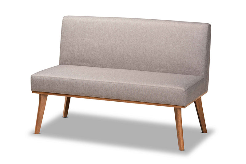 Adelie Gray Fabric Upholstered and Walnut Brown 3-Piece Dining Nook Set Baxton