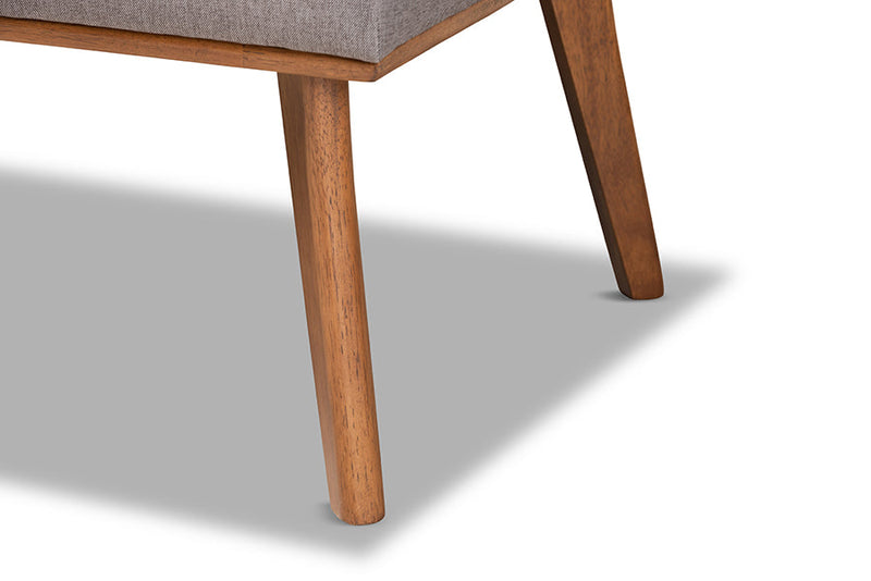 Adelie Gray Fabric Upholstered and Walnut Brown 3-Piece Dining Nook Set Baxton