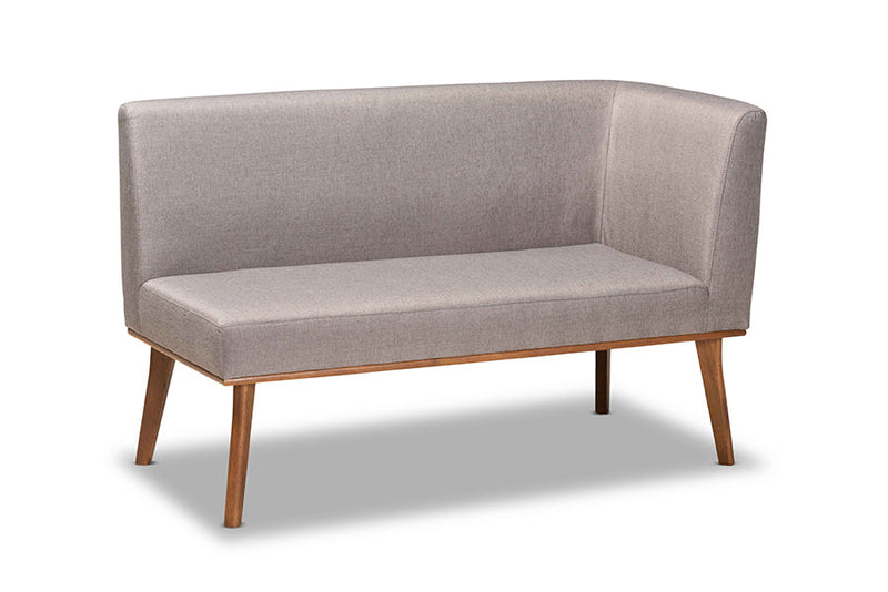 Adelie Gray Fabric Upholstered and Walnut Brown 4Pc Dining Nook Set Baxton