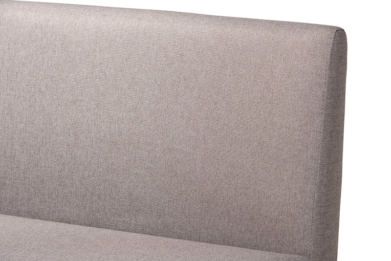 Adelie Gray Fabric Upholstered and Walnut Brown 4Pc Dining Nook Set Baxton