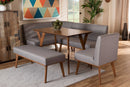 Adelie Gray Fabric Upholstered and Walnut Brown 5-Piece Dining Nook Set Baxton