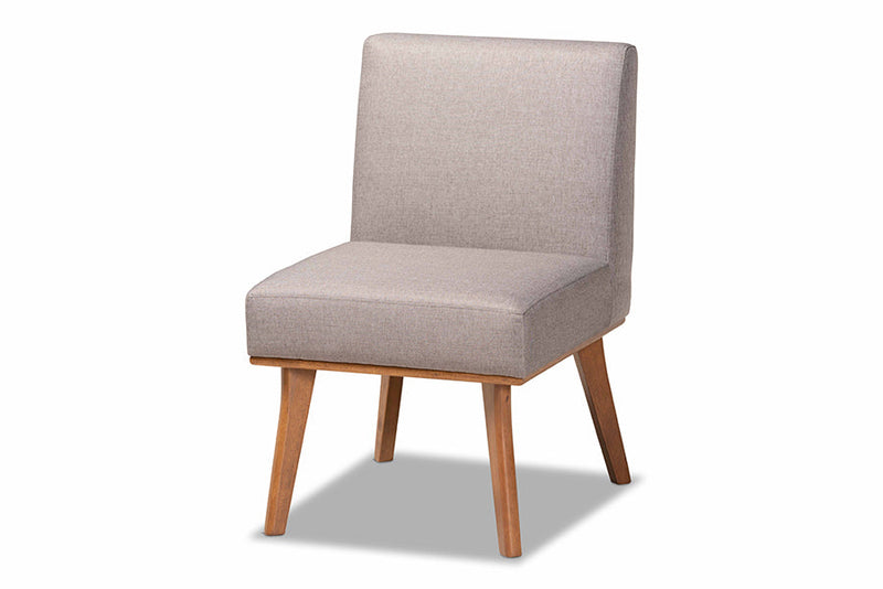 Adelie Gray Fabric Upholstered and Walnut Brown 5-Piece Dining Nook Set Baxton
