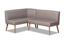 Adelie Gray Fabric Walnut Brown Finished 2Pc Wood Dining Nook Set Baxton