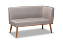 Adelie Gray Fabric Walnut Brown Finished 2Pc Wood Dining Nook Set Baxton