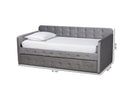 Avery Gray Velvet Fabric Button Tufted Twin Size Daybed w/Trundle Baxton