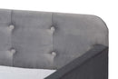 Avery Gray Velvet Fabric Button Tufted Twin Size Daybed w/Trundle Baxton