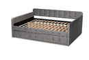 Avery Gray Velvet Fabric Button Tufted Full Size Daybed w/Trundle Baxton