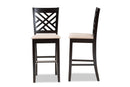 Haines Sand Fabric Espresso Brown 2Pc Bar Stool Set Baxton