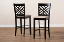 Haines Sand Fabric Espresso Brown 2Pc Bar Stool Set Baxton