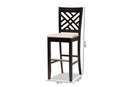 Haines Sand Fabric Espresso Brown 2Pc Bar Stool Set Baxton
