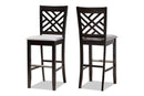Haines Gray Fabric Espresso Brown 2Pc Bar Stool Set Baxton